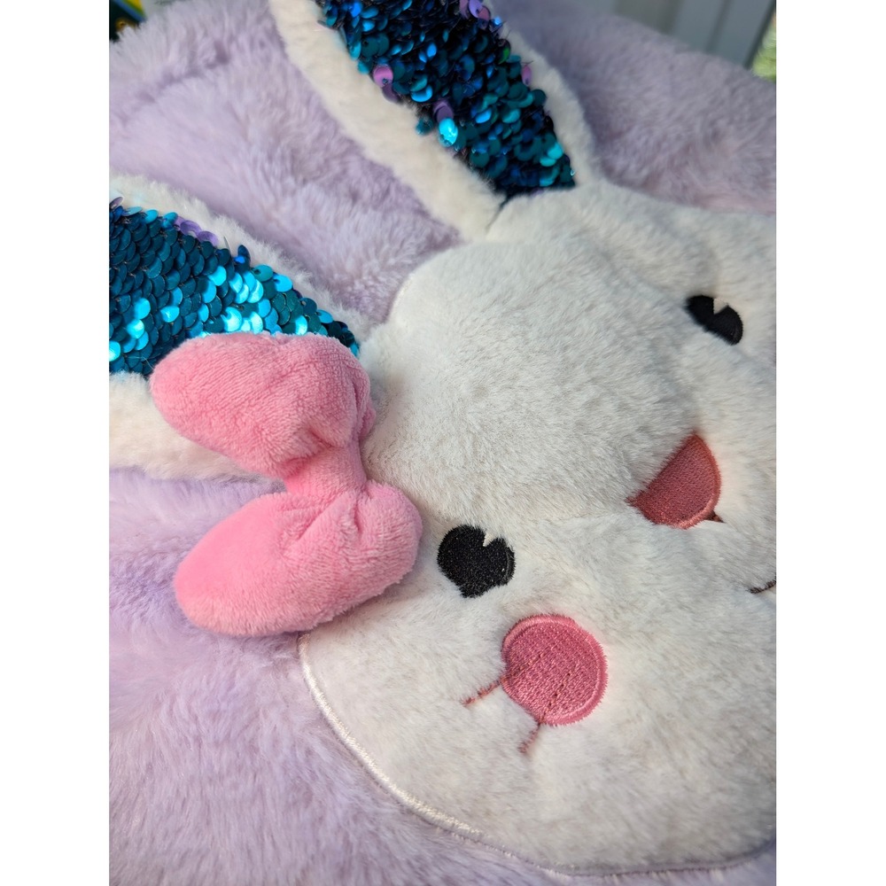 Kids Plush Bunny Backpack with Polka Dot Fleece Blanket Set Lavender - Picture 7 of 7